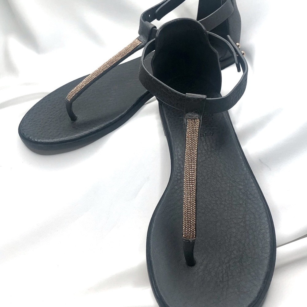 Hand-Crafted Italian Leather Sandals w/Stone Beads